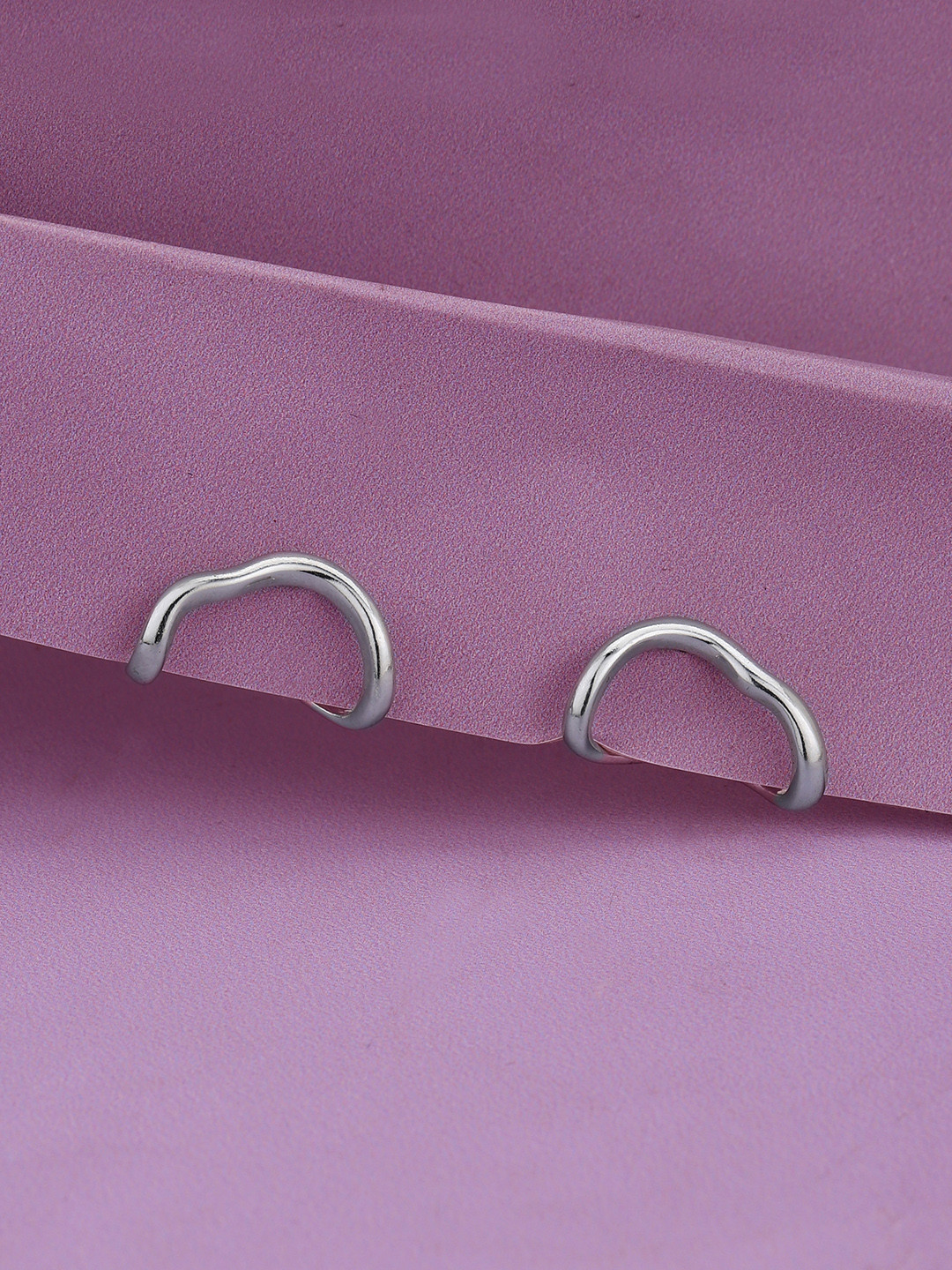 VANBELLE Women 925 Sterling Silver Rhodium Plated Contemporary Stud-Cuff Earring