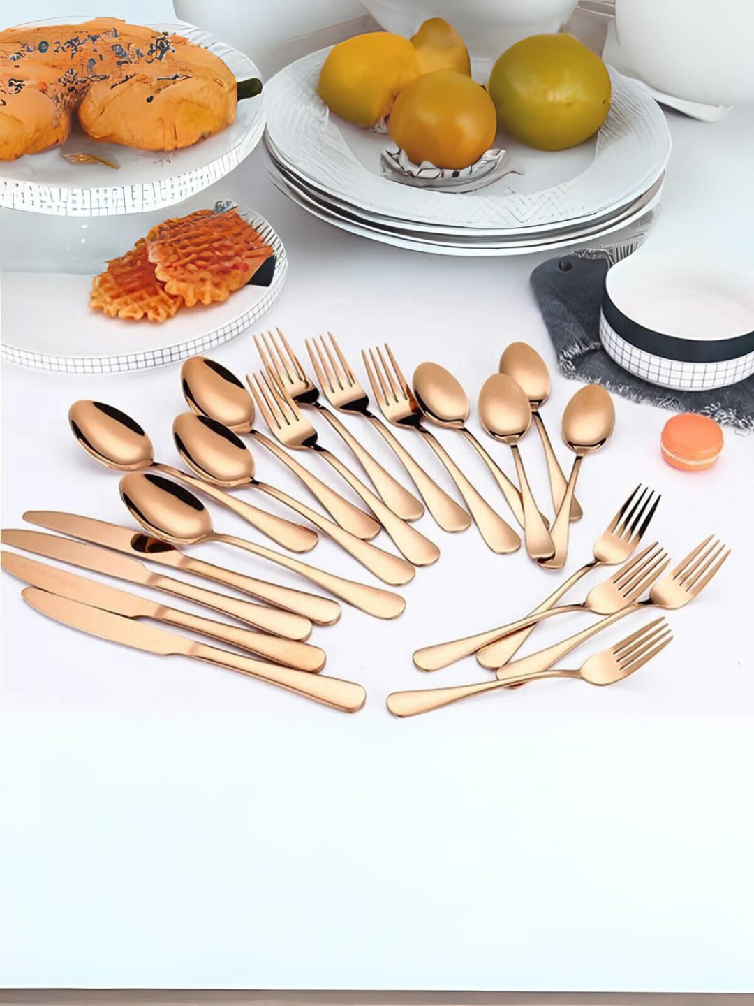 UniKart Rose Gold-Toned 20 Pieces Stainless Steel Cutlery Set