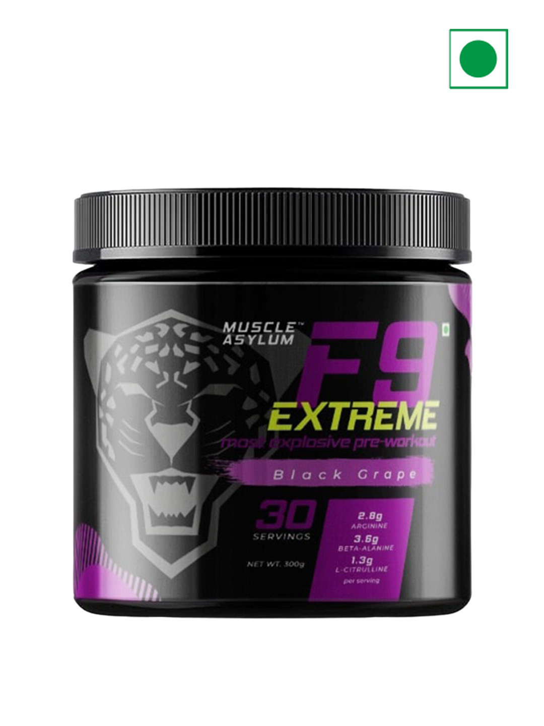 Muscle Asylum F9 Extreme Pre-Workout Black Grape Flavour - 300gm