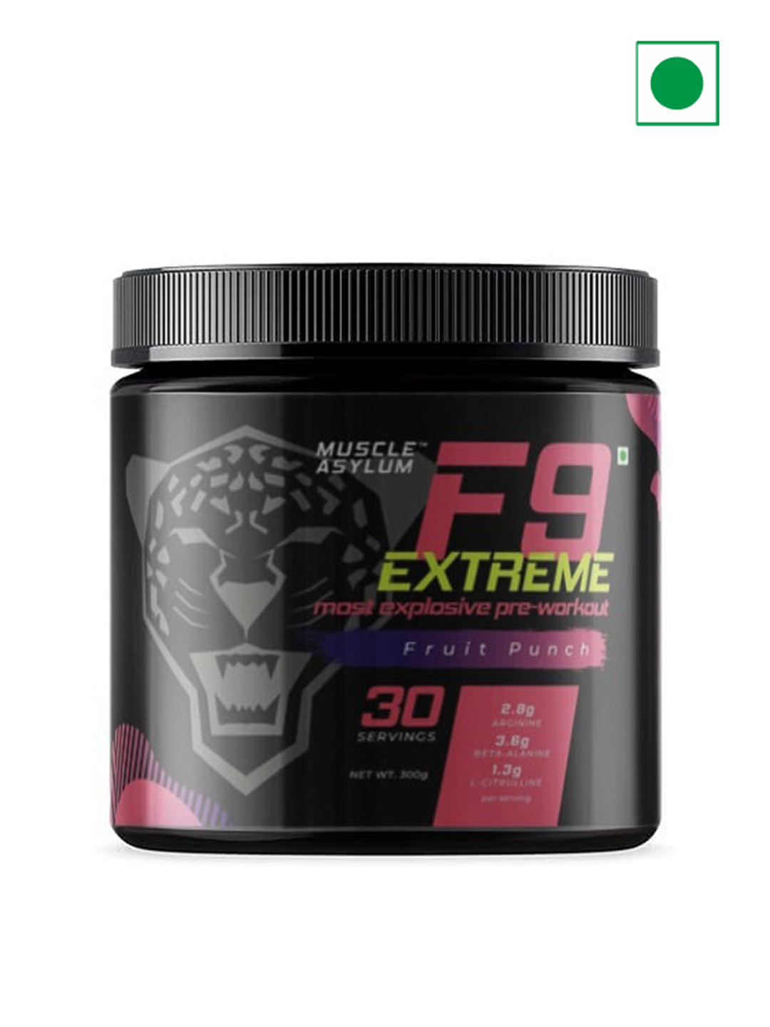 Muscle Asylum F9 Extreme Pre-Workout Fruit Punch 30 Servings -300 Gm