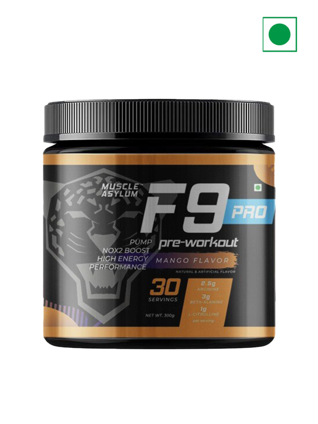 Muscle Asylum F9 PRO Pre-Workout - 30 Servings -300 gm Mango Flavor