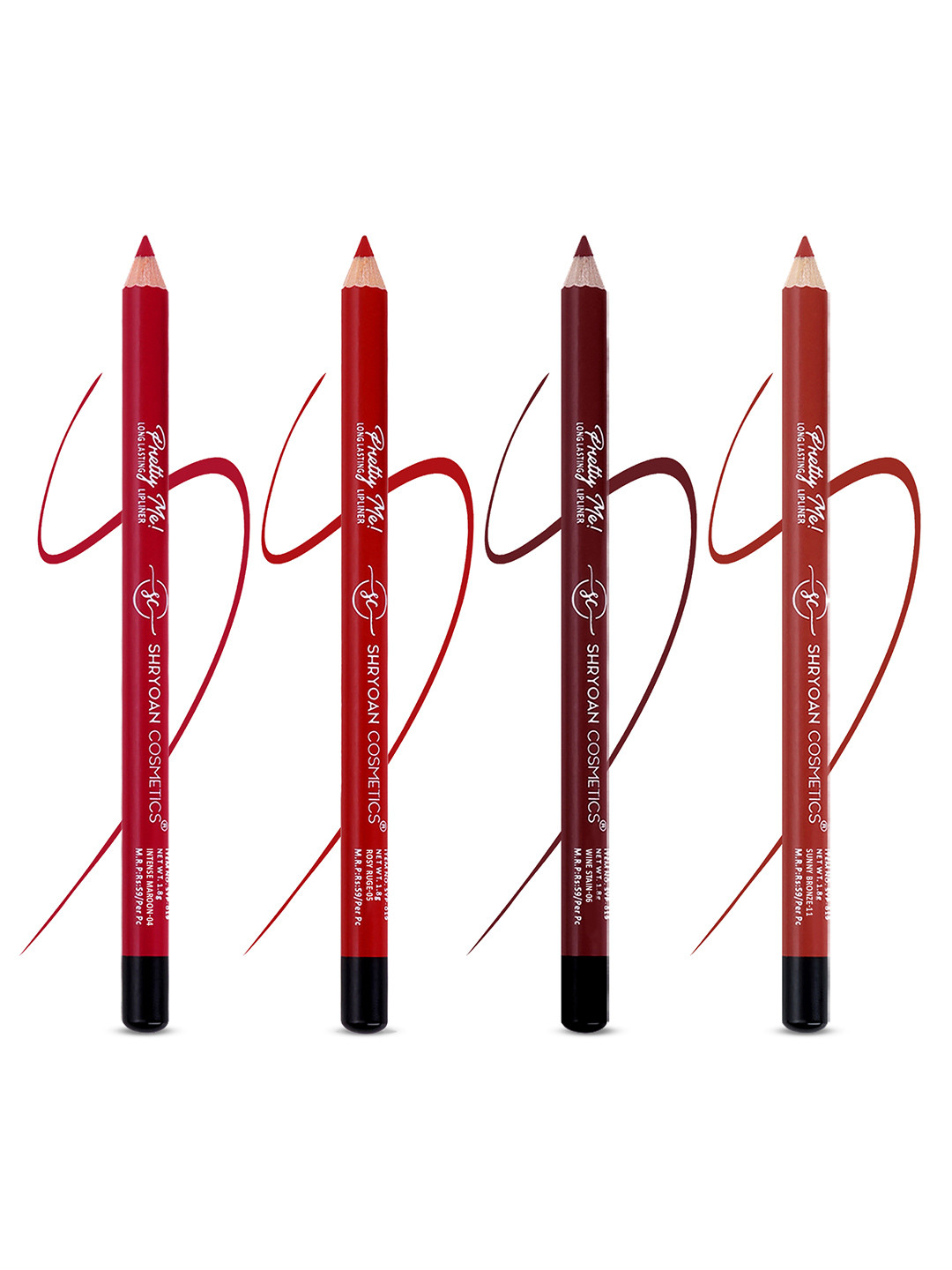 SHRYOAN Set Of 4 Pretty Me Bold Lipliner & Eye Liner Matte Pencil- 1.8g Each