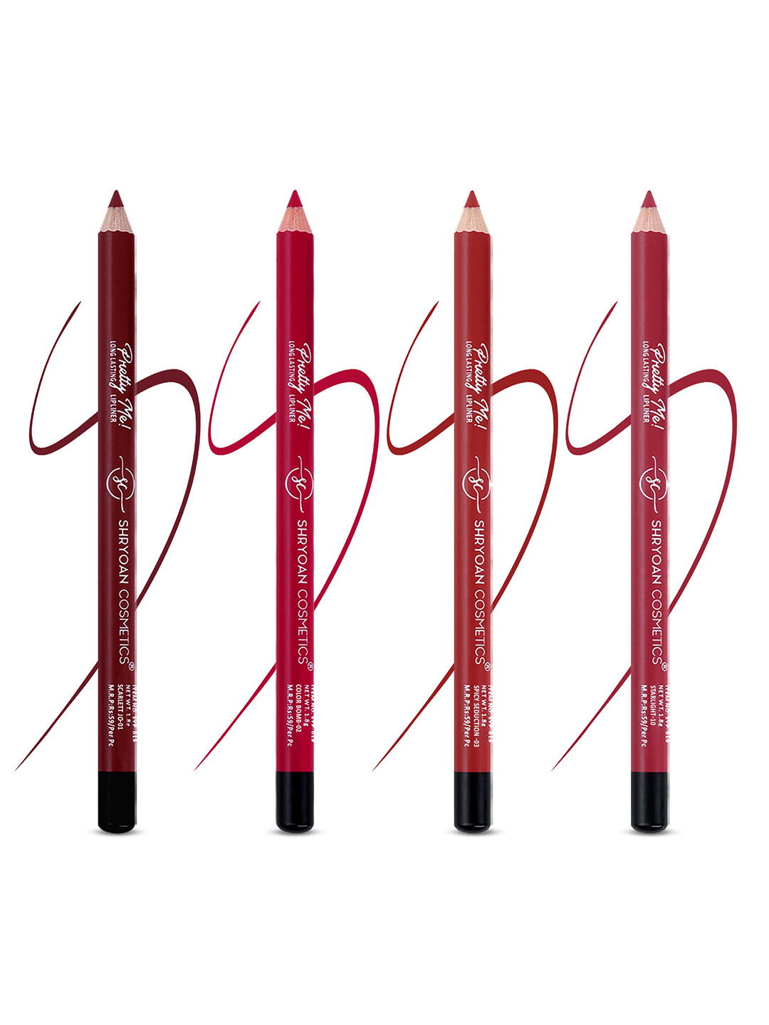 SHRYOAN Set Of 4 Pretty Me Bold Lipliner & Eye Liner Matte Pencil- 1.8g Each