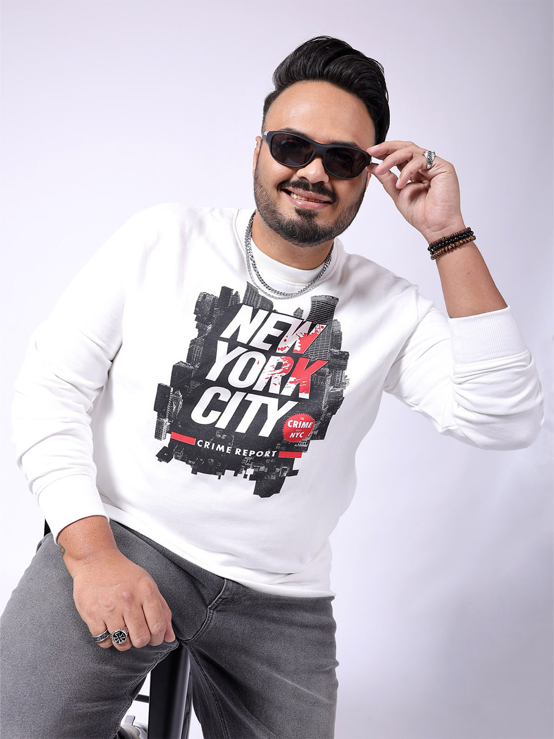 Hardsoda by The Indian Garage Co Plus Size Round Neck Long Sleeves Printed Sweatshirt
