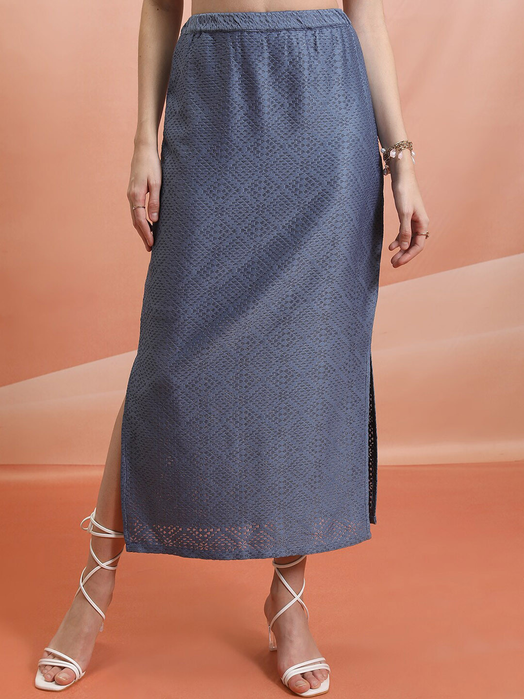 Tokyo Talkies Crochet Pencil Maxi Length Skirt