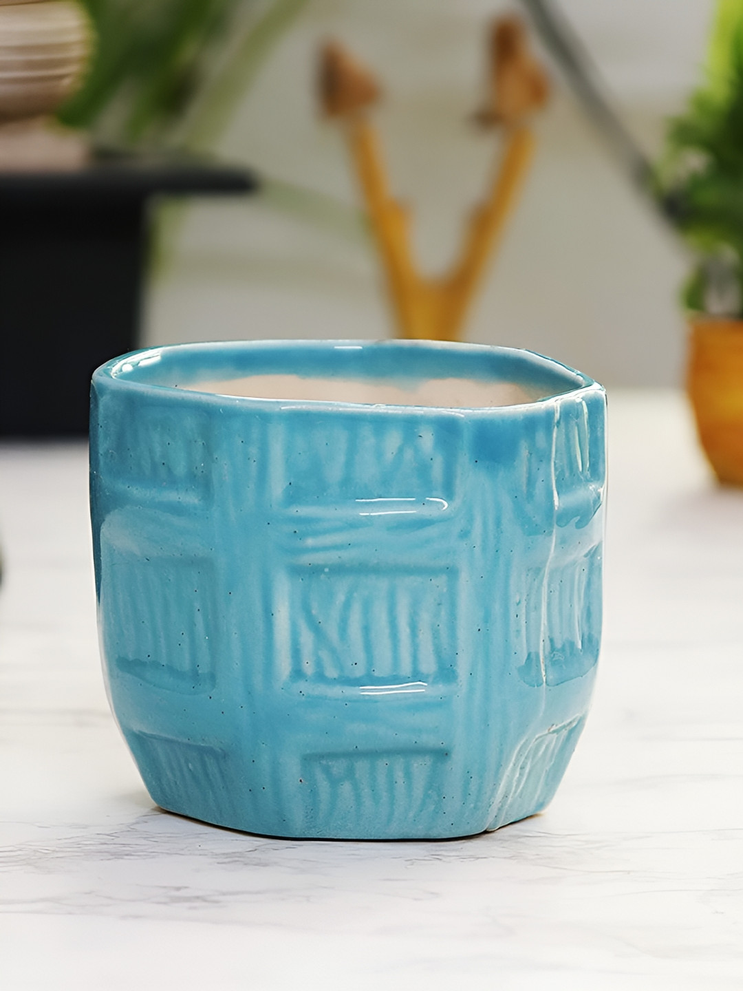 Leafy Tales Blue 2 Pieces Ceramic Planter