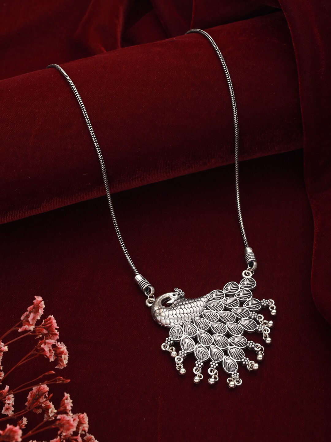 Jazz and Sizzle German Silver Silver Plated Oxidised Necklace
