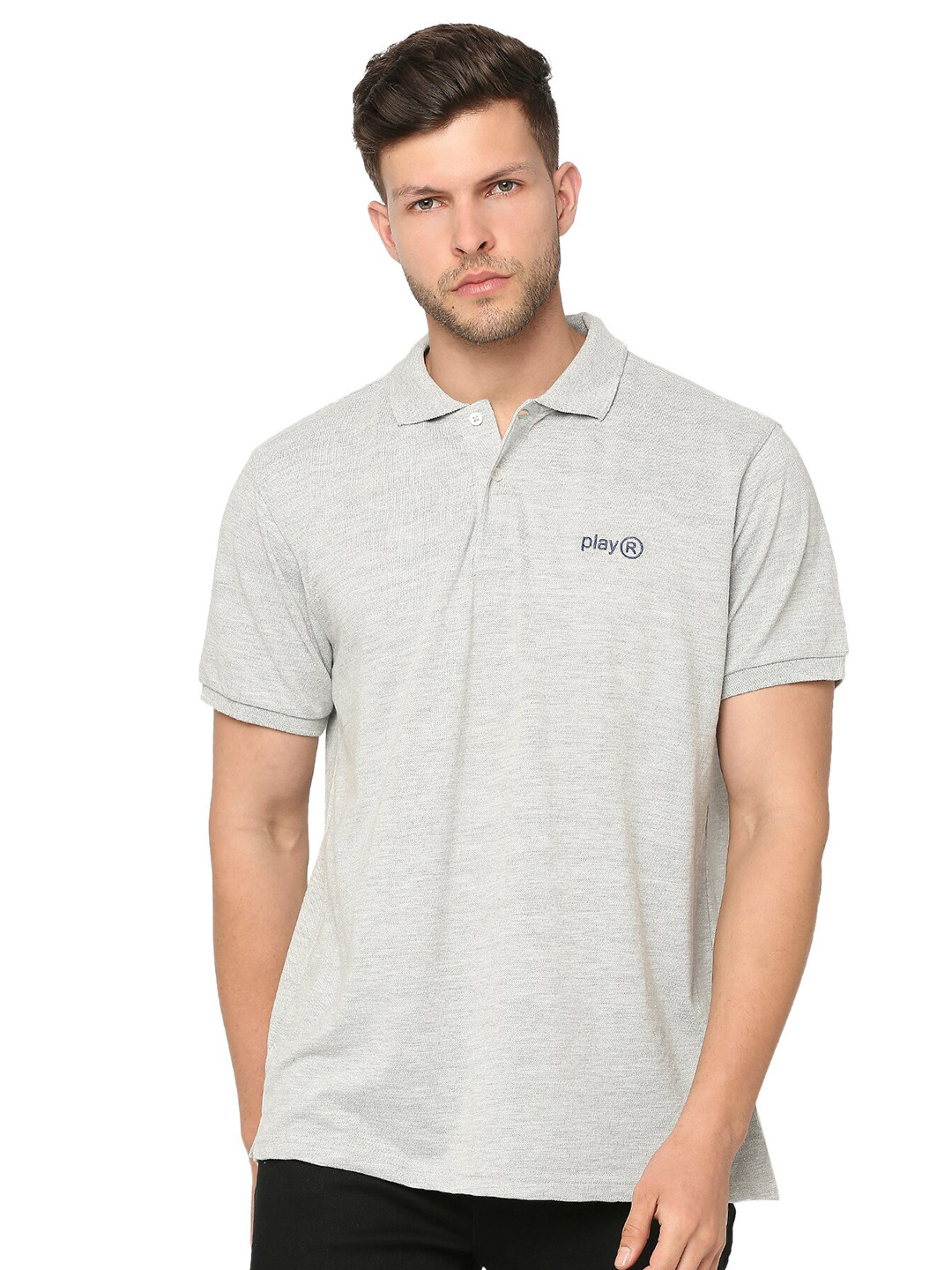 playR Polo Collar Short Sleeves Self Design Cotton Regular Fit Dri-FIT T-shirt