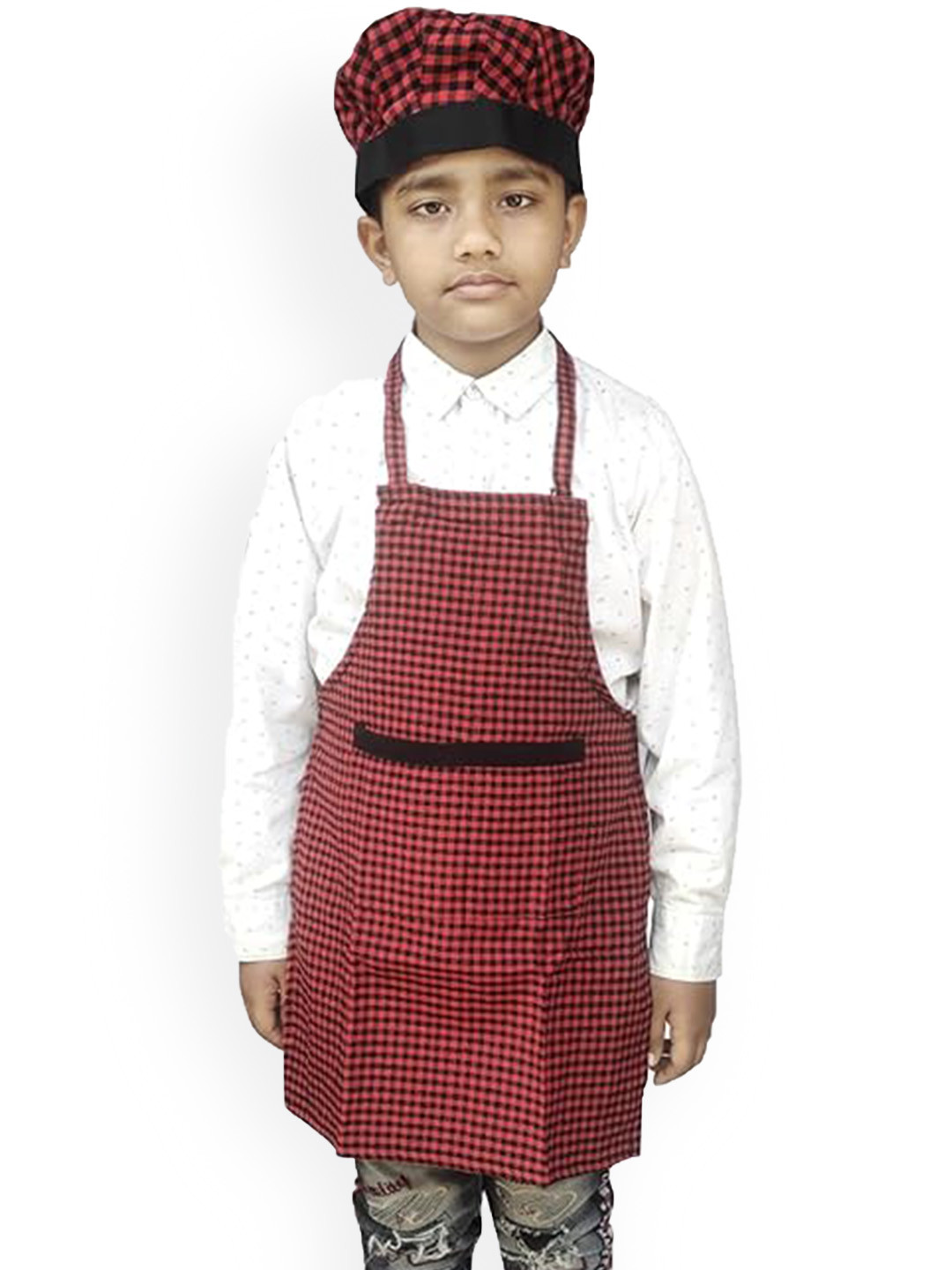 SWITCHON Maroon & Black Checked Waterproof Cotton Apron
