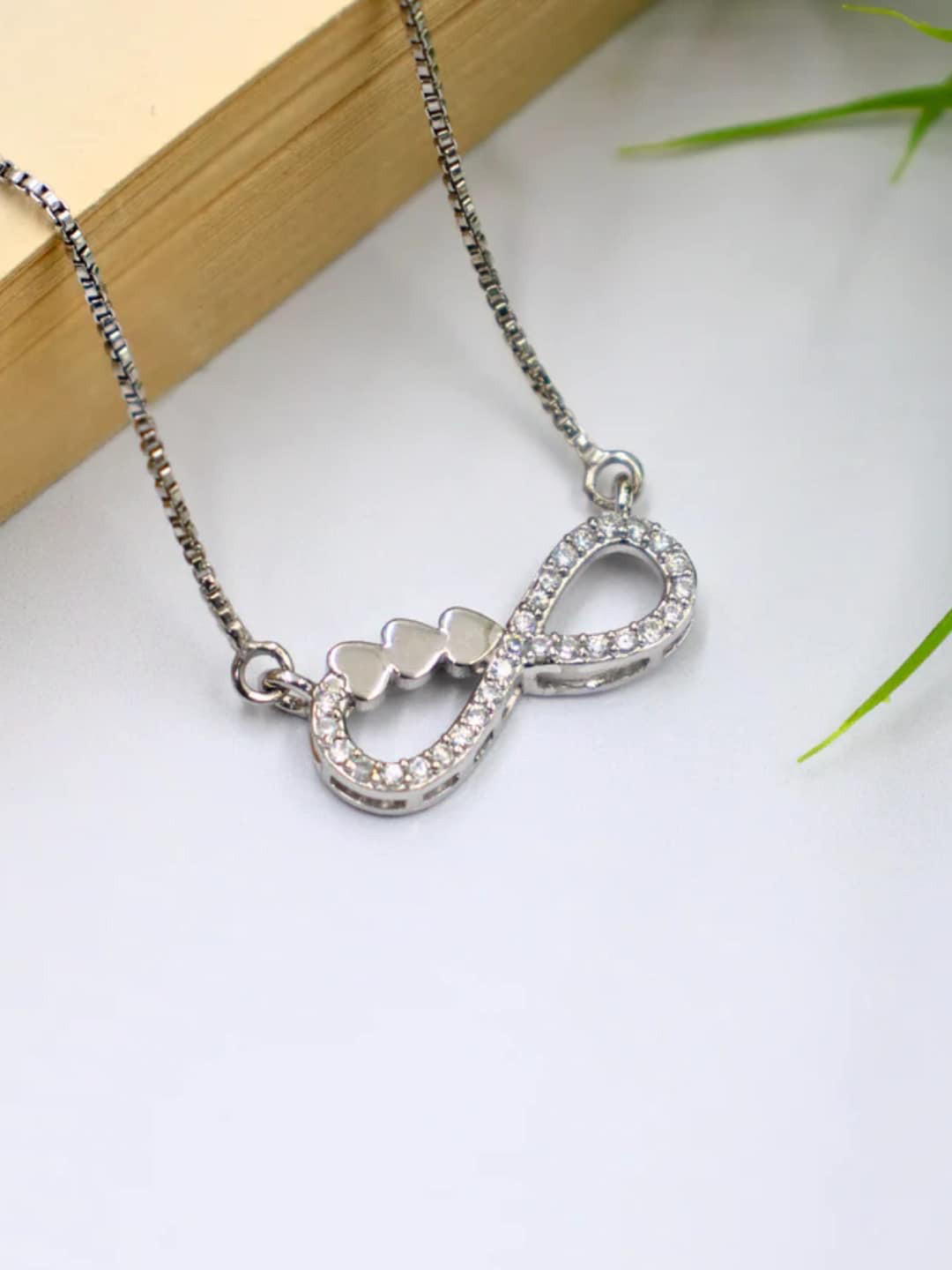 Zarkan Rhodium Plated Cubic Zirconia 925 Sterling Silver Necklace