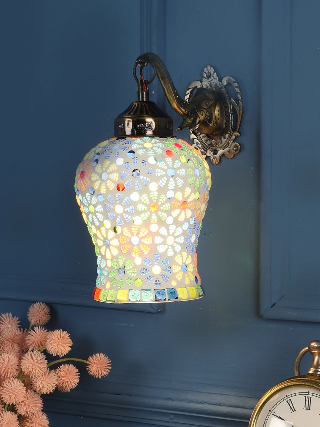 decorativeray White & Green Bell Shaped Aluminium Wall Lamp