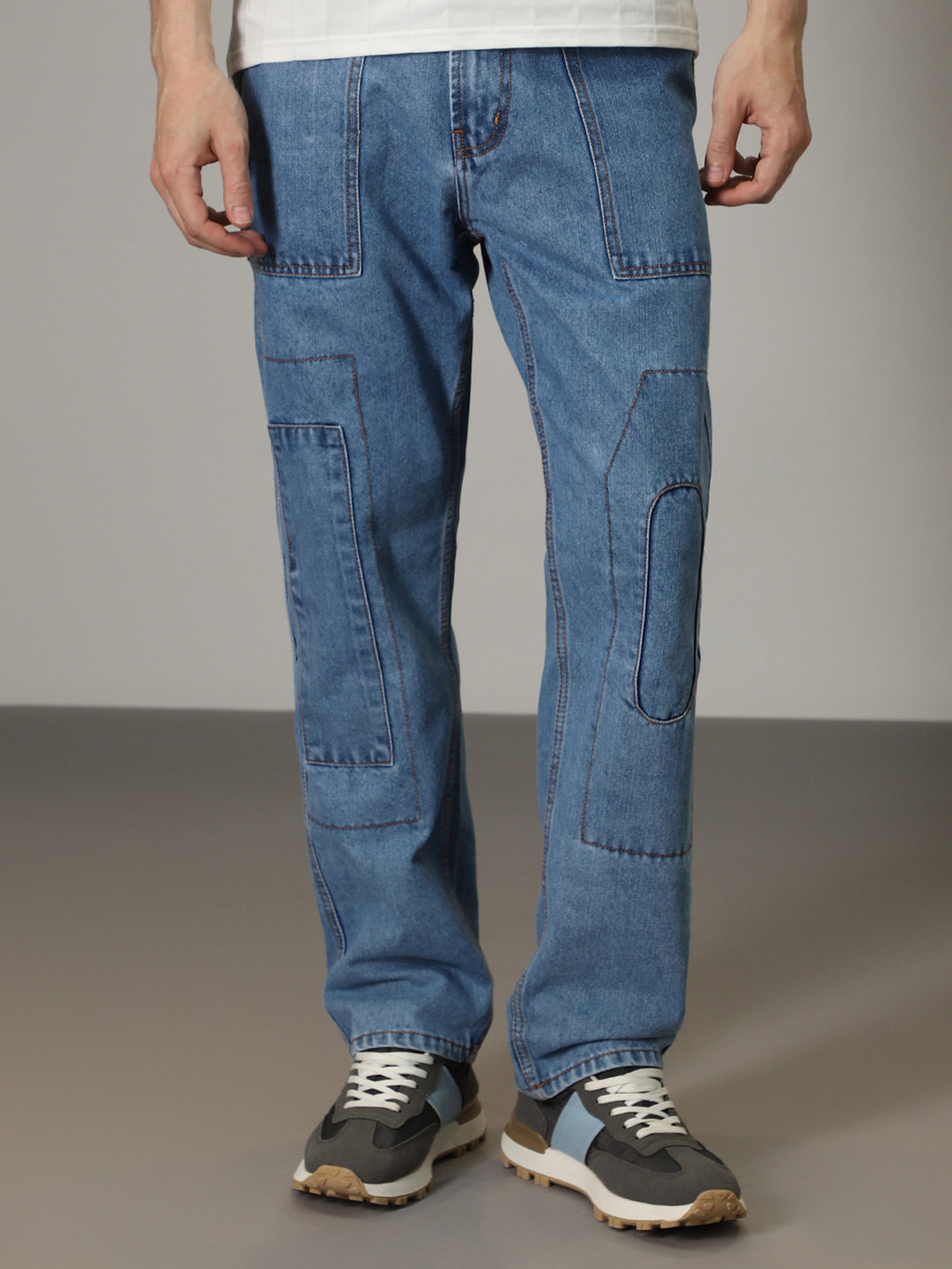 Banana Club Men Jean Baggy fit Mid-Rise Clean Look Cotton Cargos Jeans