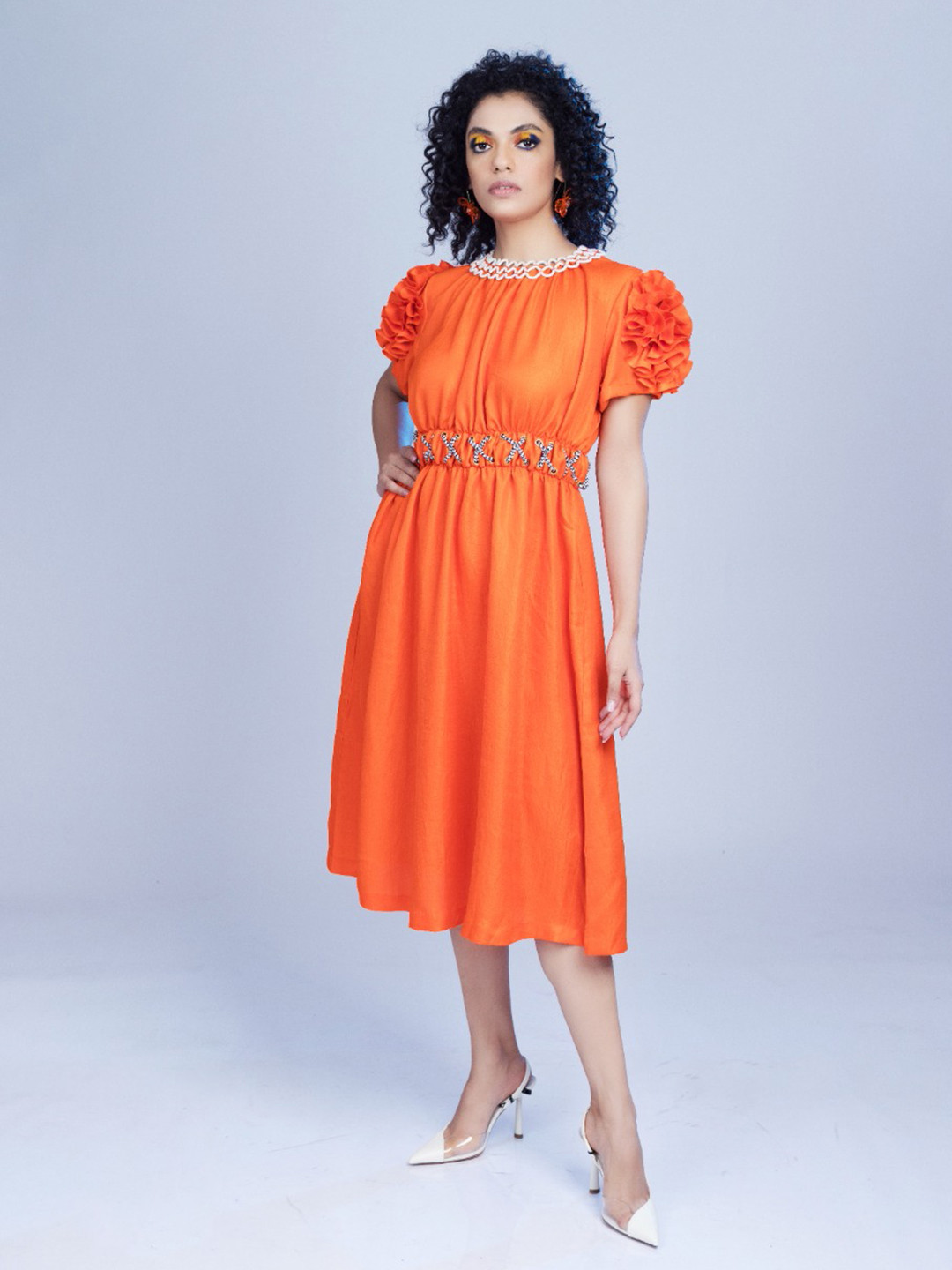 FIRKI Round Neck Fit & Flare Midi Dress