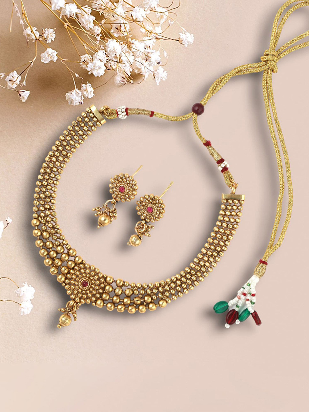Fashion Frill Floral Gold Plated Traditional Jewellery Set