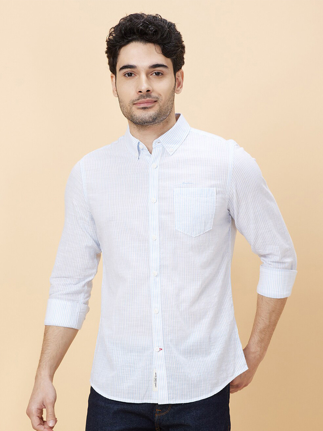 Being Human Slim Fit Vertical Stripes Button-Down Collar Casual Shirt