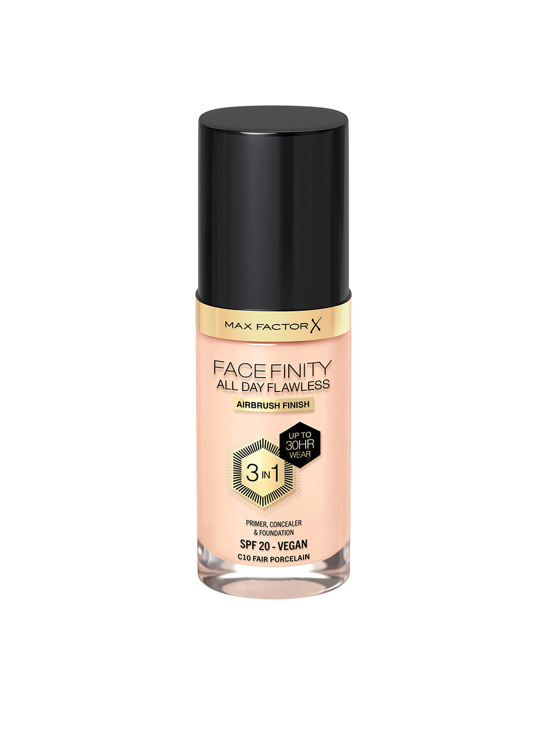 Max Factor Facefinity SPF20 All Day Flawless 3-In-1 Foundation 30ml - Fair Porcelain C10