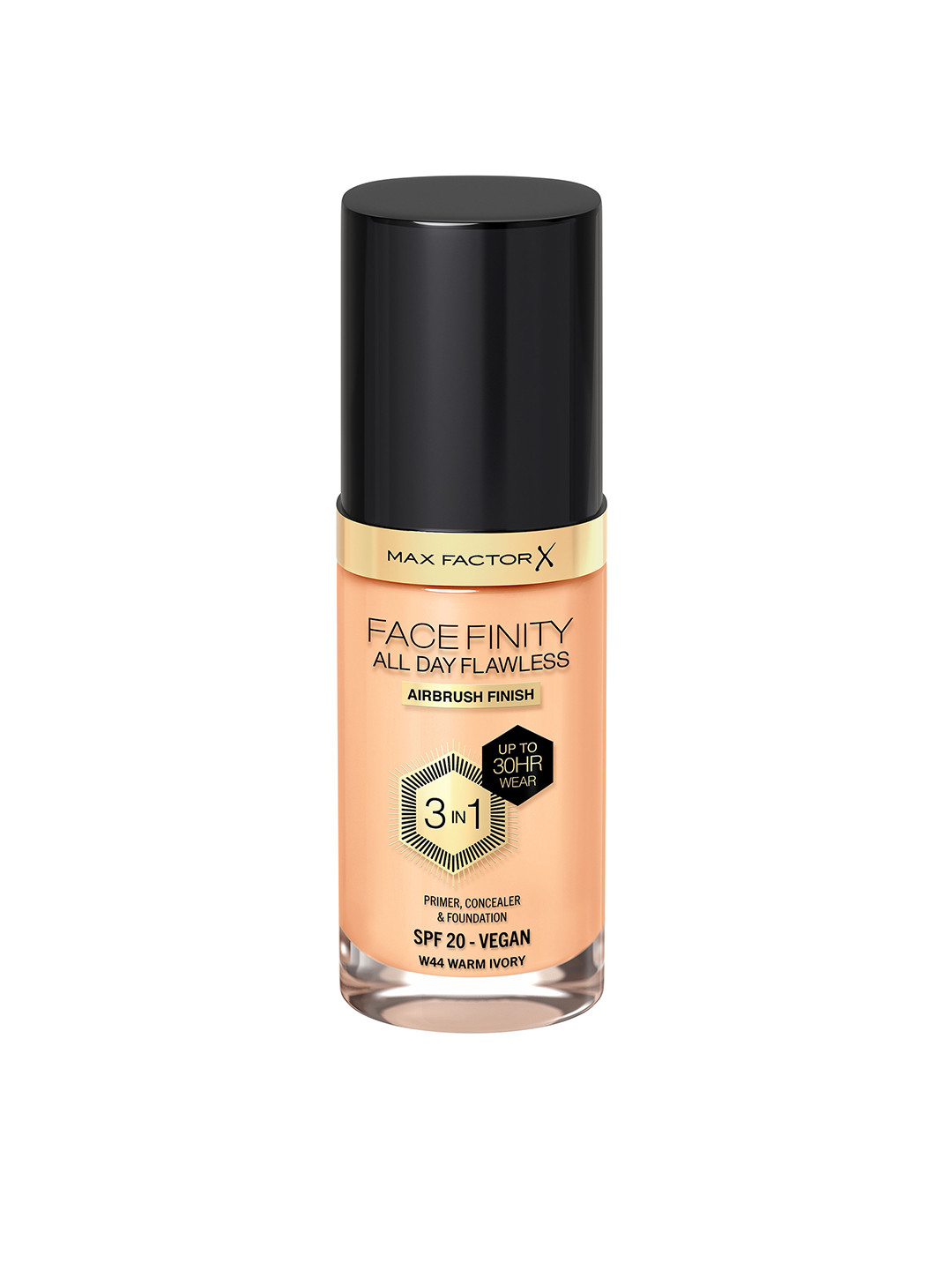 Max Factor Facefinity SPF20 All Day Flawless 3-In-1 Foundation 30ml - Warm Ivory W44