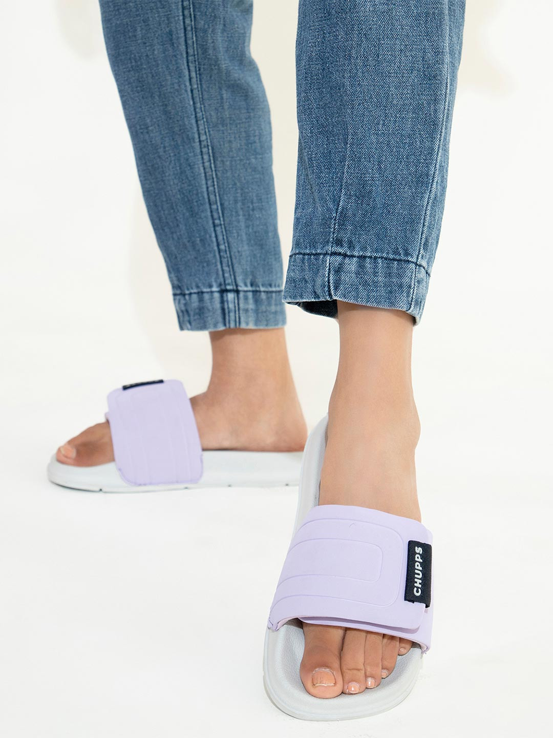 CHUPPS Women Purple & Grey Quilt Bloom Doctor Ultra Soft Ortho Flip-Flops