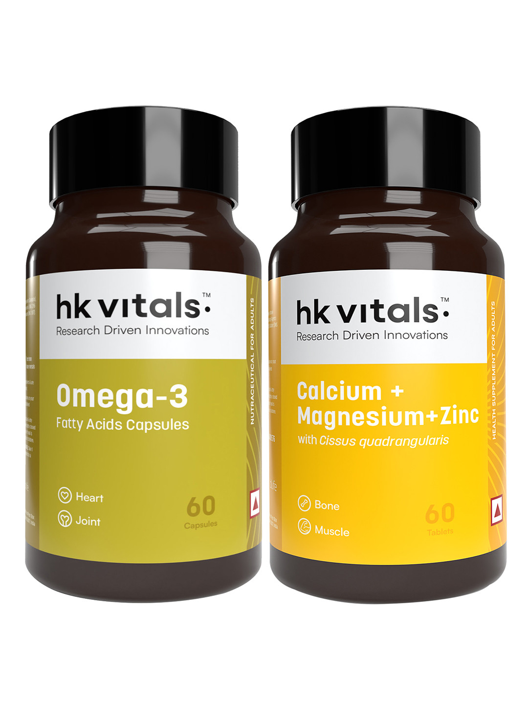HK VITALS Omega 3 Capsules & Calcium Tablets