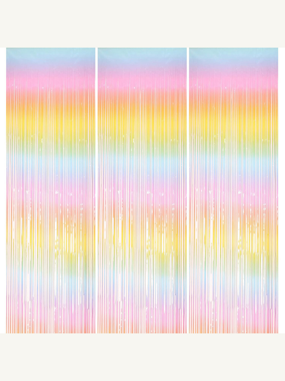 Special You Gold Toned & Pink 3 Pieces Rainbow Fringe Curtains