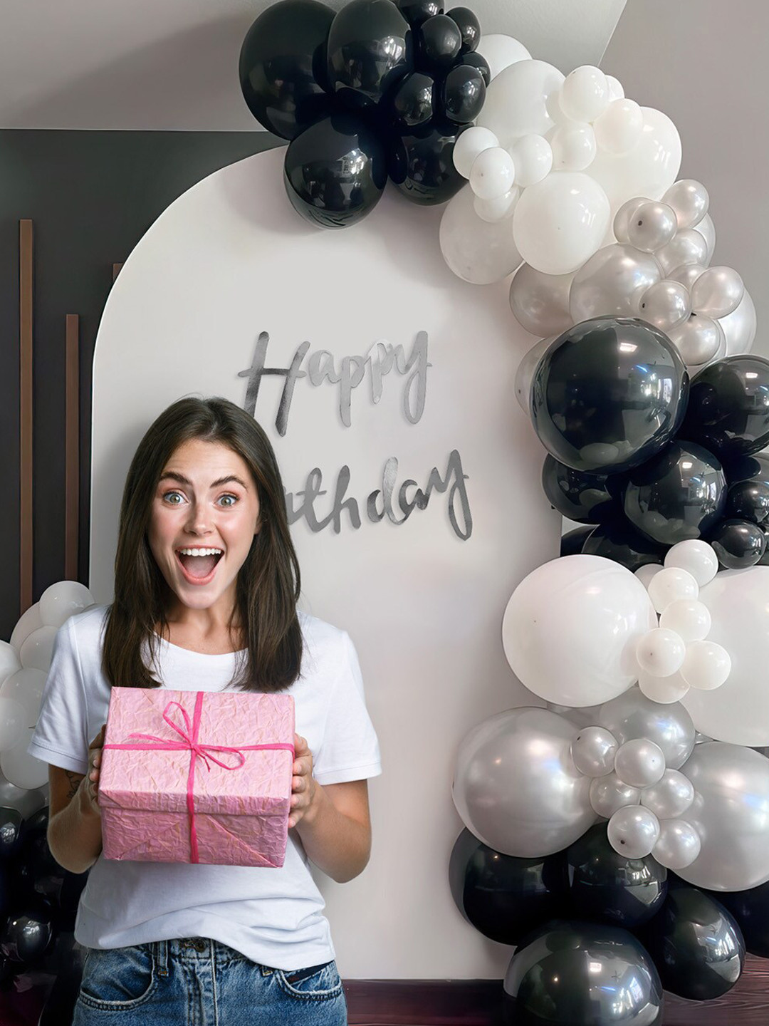 Special You 58 Pcs White & Black Theme Birthday Decor