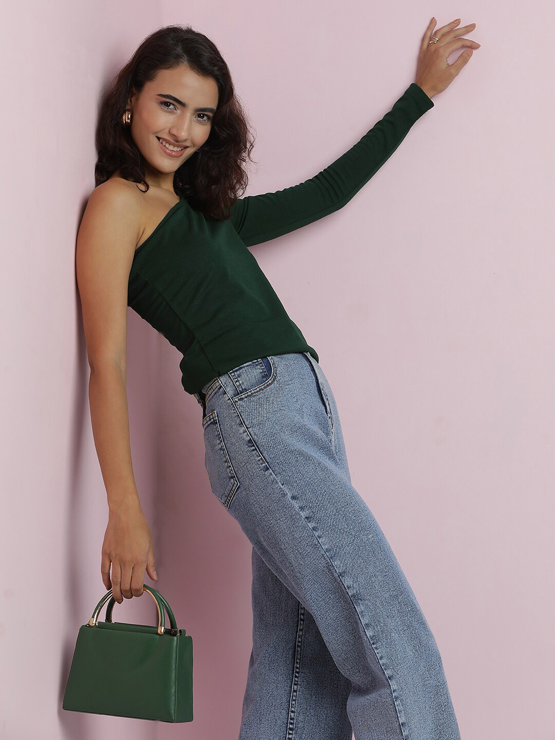 Stylecast X Kotty Green One Shoulder Cut Out Top