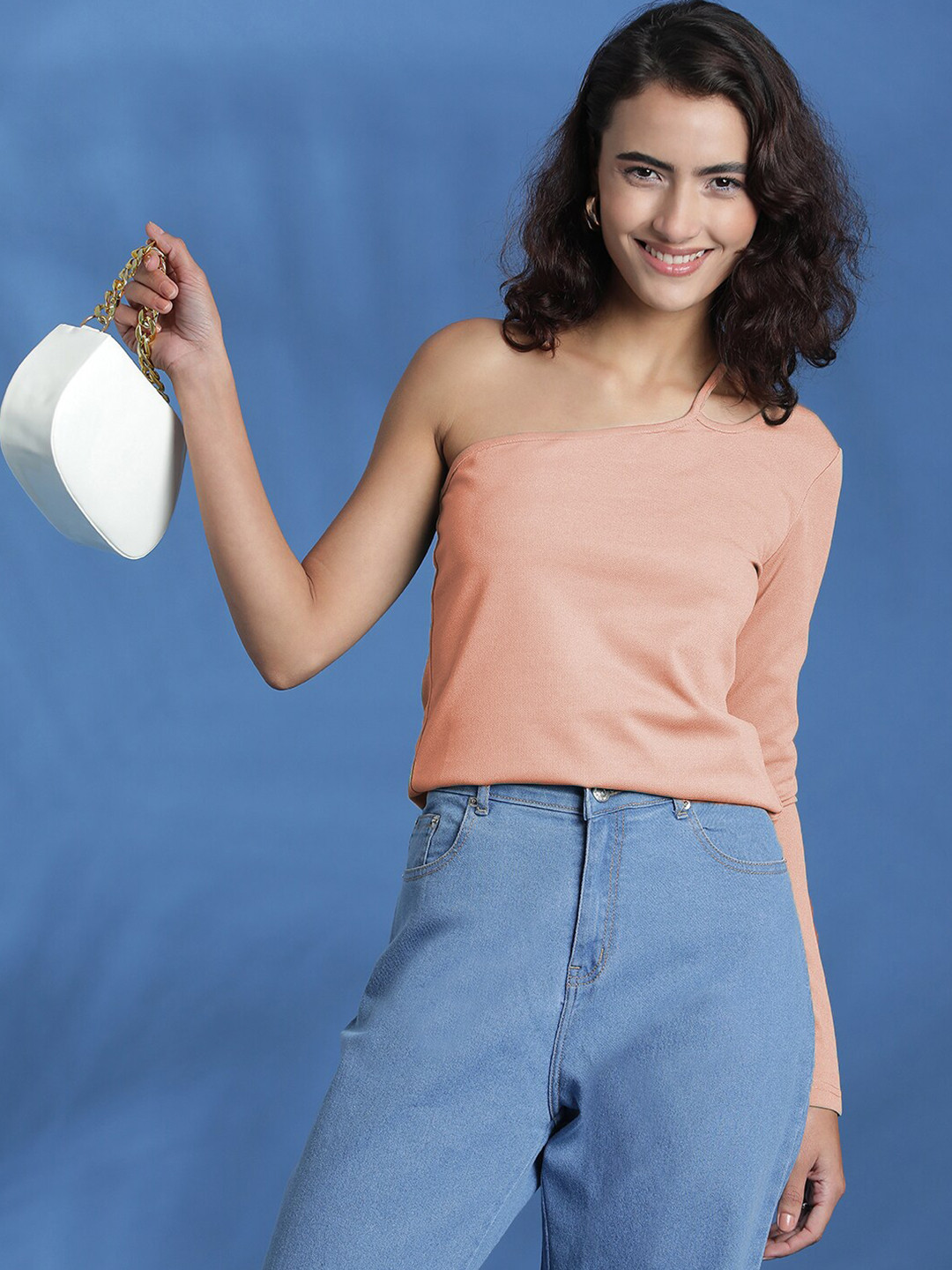 Stylecast X Kotty Pink One Shoulder Cut Out Top