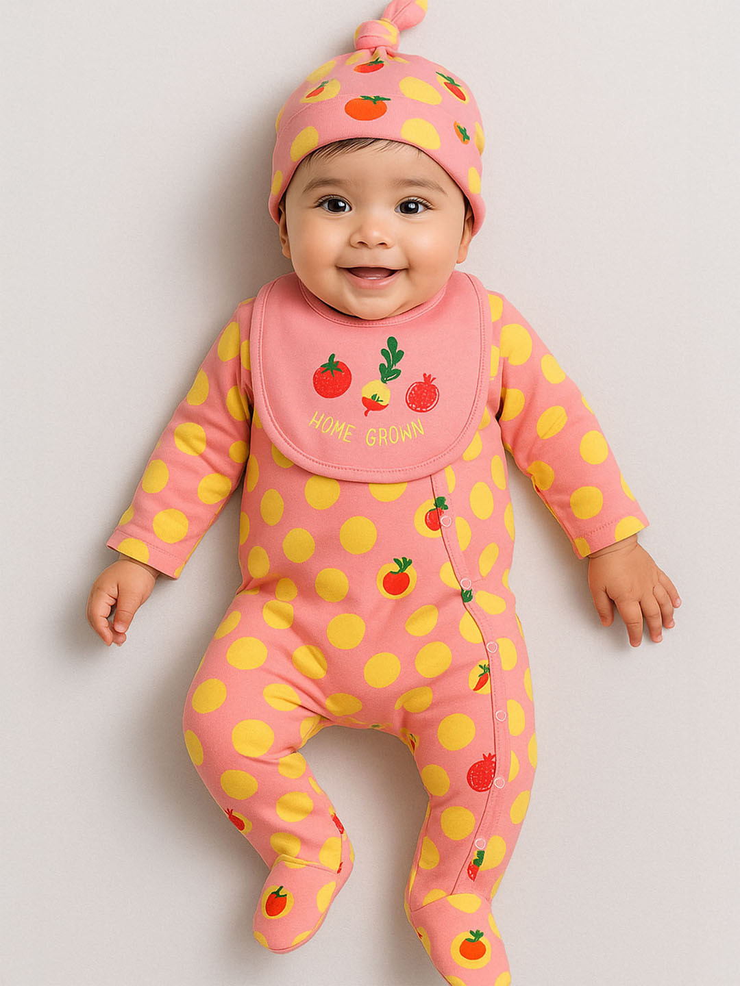 Somersault Infants Kids Pure Cotton Sleepsuit with Nib & Cap