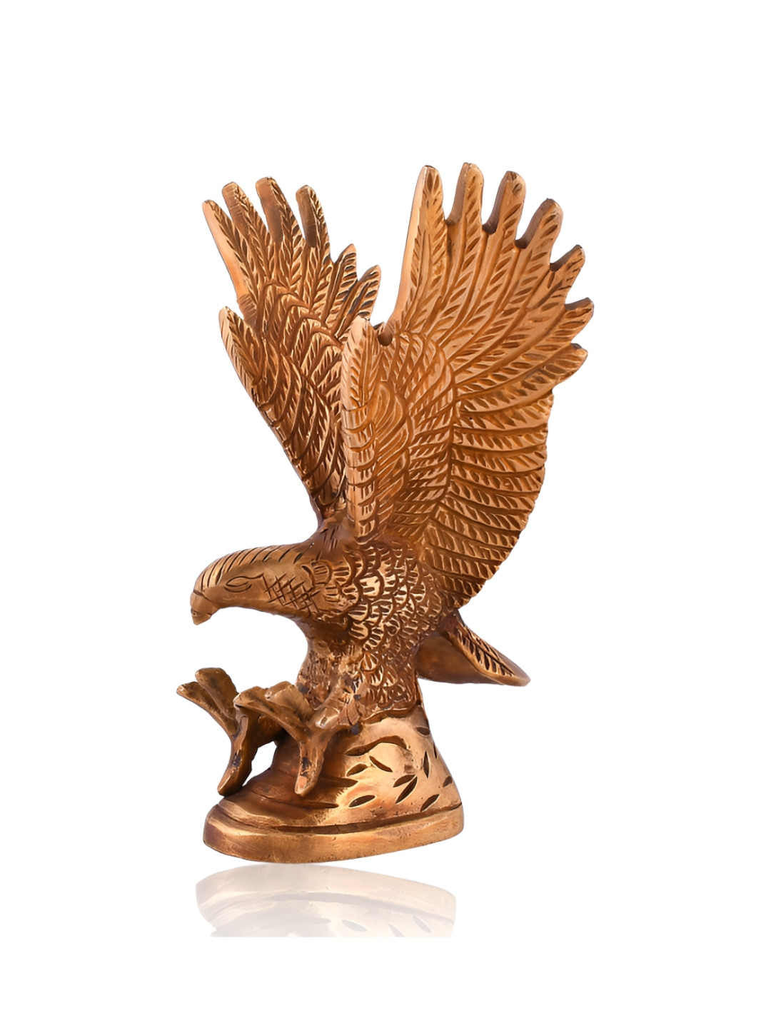 CraftVatika Eagle Gold Brass Metallic Living Room Medium Showpiece - 6.1 Inches