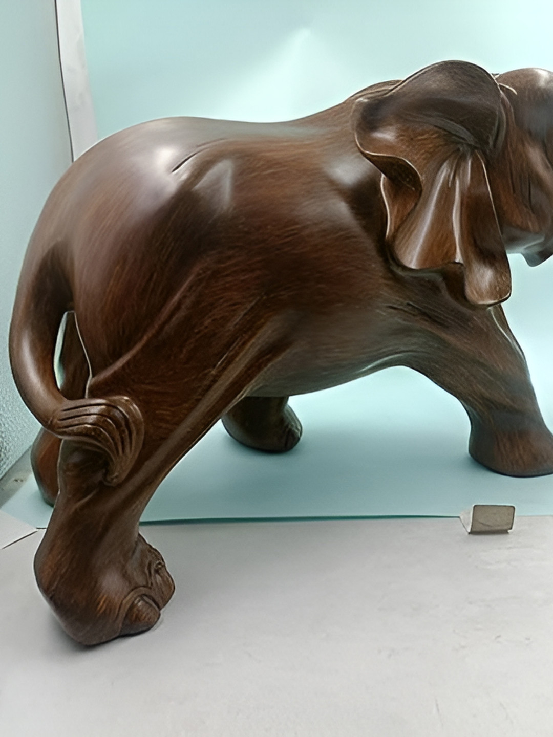 CraftVatika Elephant Brown Resin Natural Living Room Medium Showpiece - 10.5 Inches