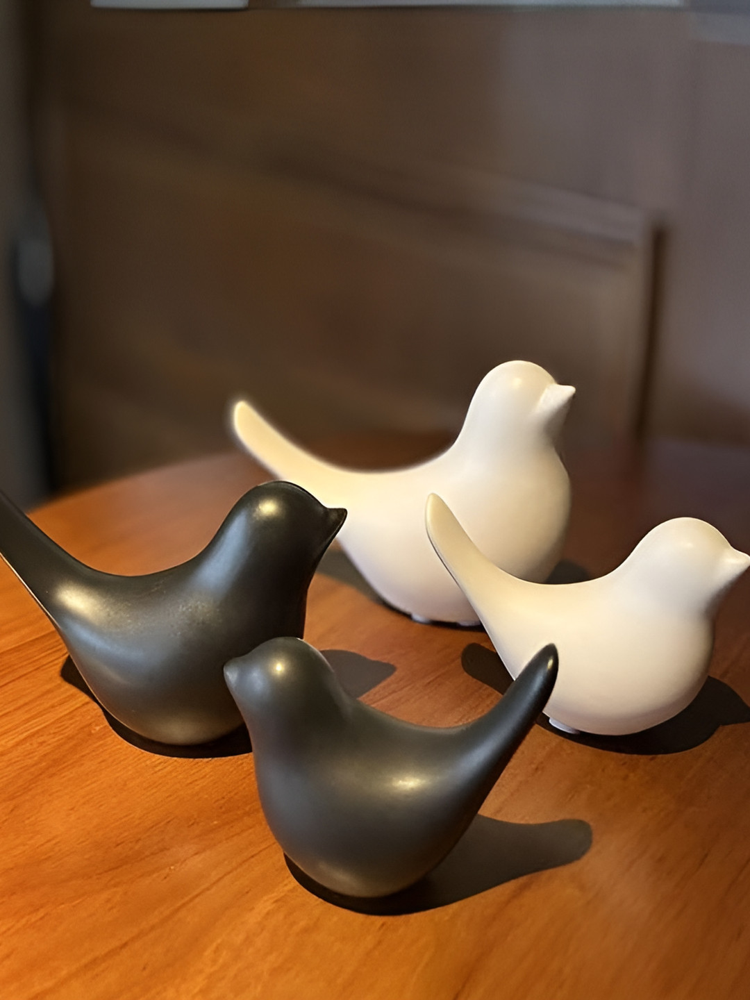 CraftVatika Love Bird White Polyresin Natural Living Room Set of 4 Medium Showpieces - 3 Inches