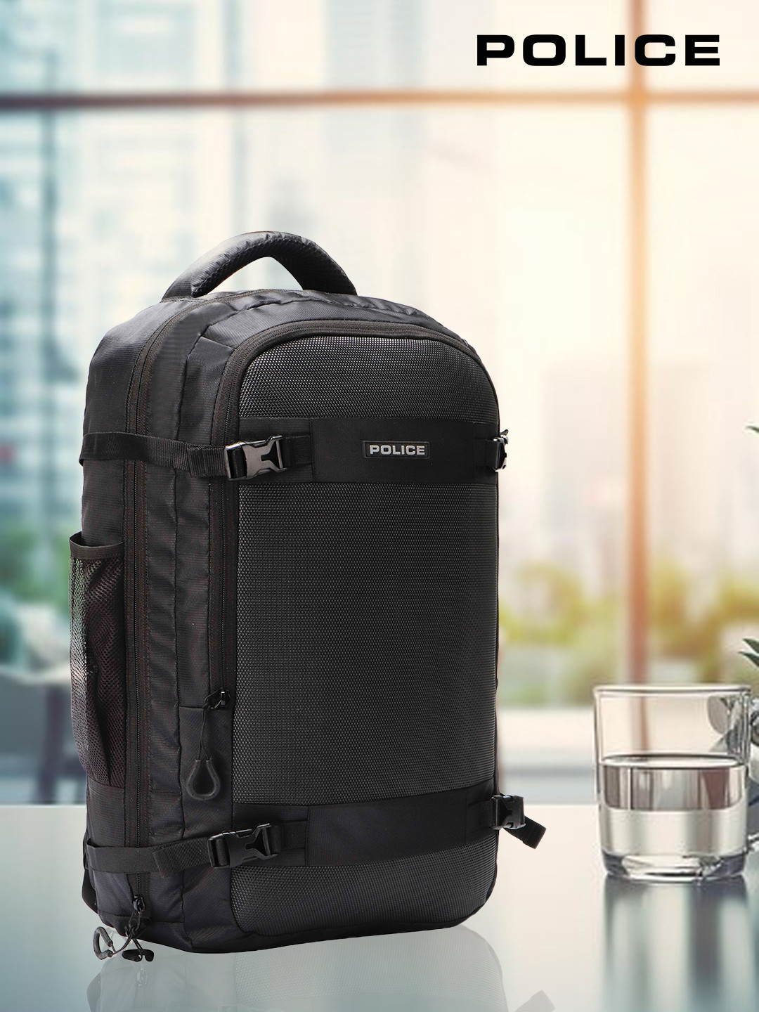 Police Unisex Textured Ikozo Lite Vegan Leather Backpack 30.0L