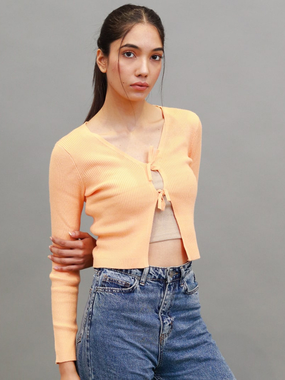 NoBarr Ribbed Cardigan Sweater