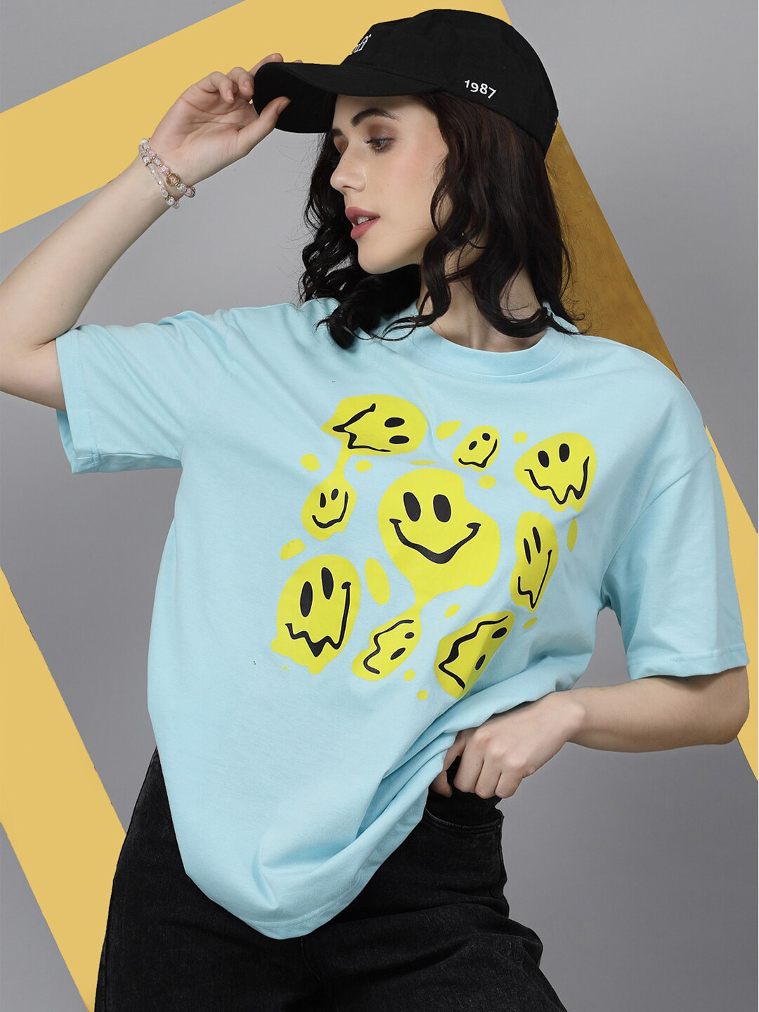 Popster Graphic Printed Round Neck Oversized T-shirt