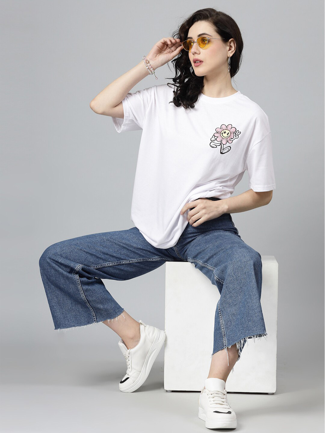 Popster Graphic Printed Round Neck Oversized T-shirt