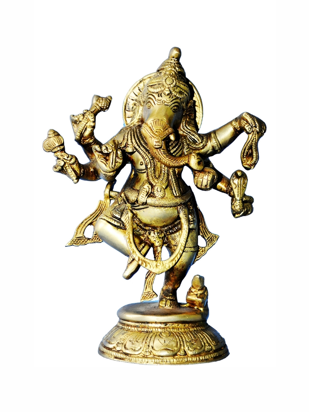 Aakrati Ganesh Metallic Brass Prayer Room Medium Showpiece - 3.5 Inches