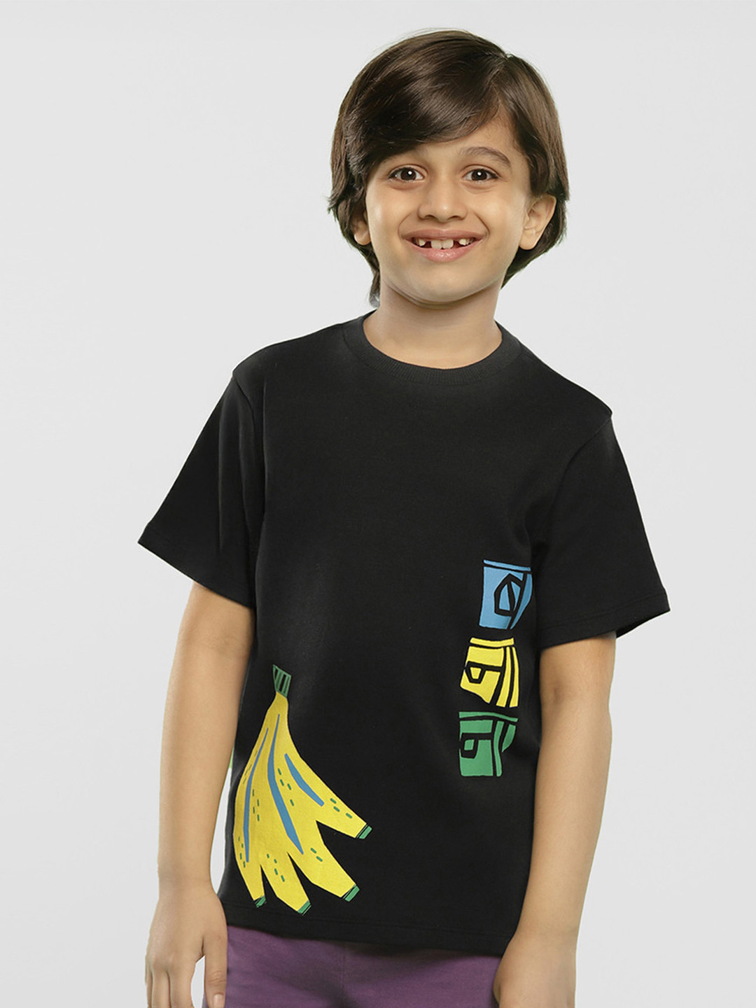 Somersault Boys Banana Printed Round Neck Cotton T-shirt