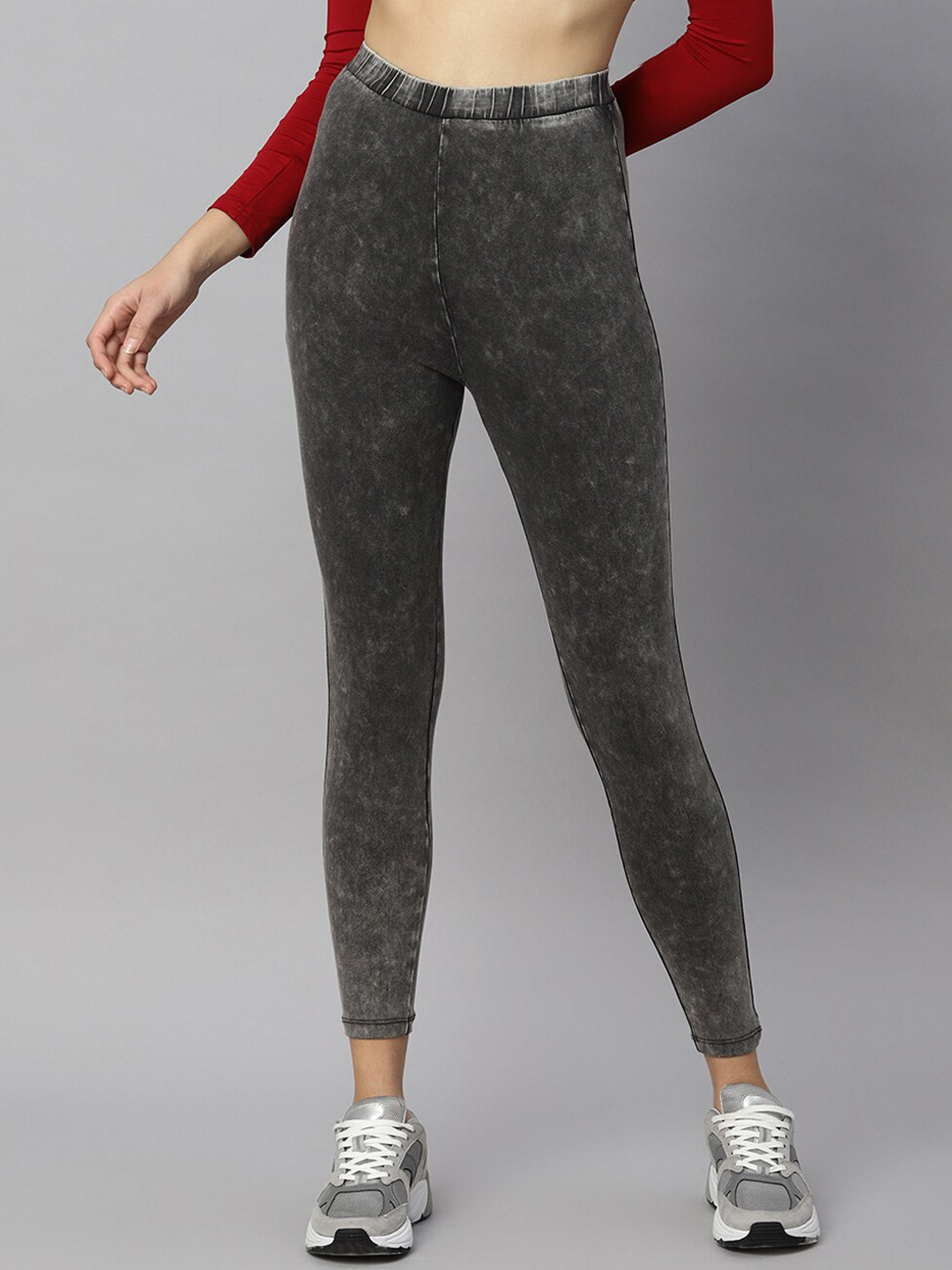 ANAI Women Mid-Rise Pure Cotton Washed Leggings