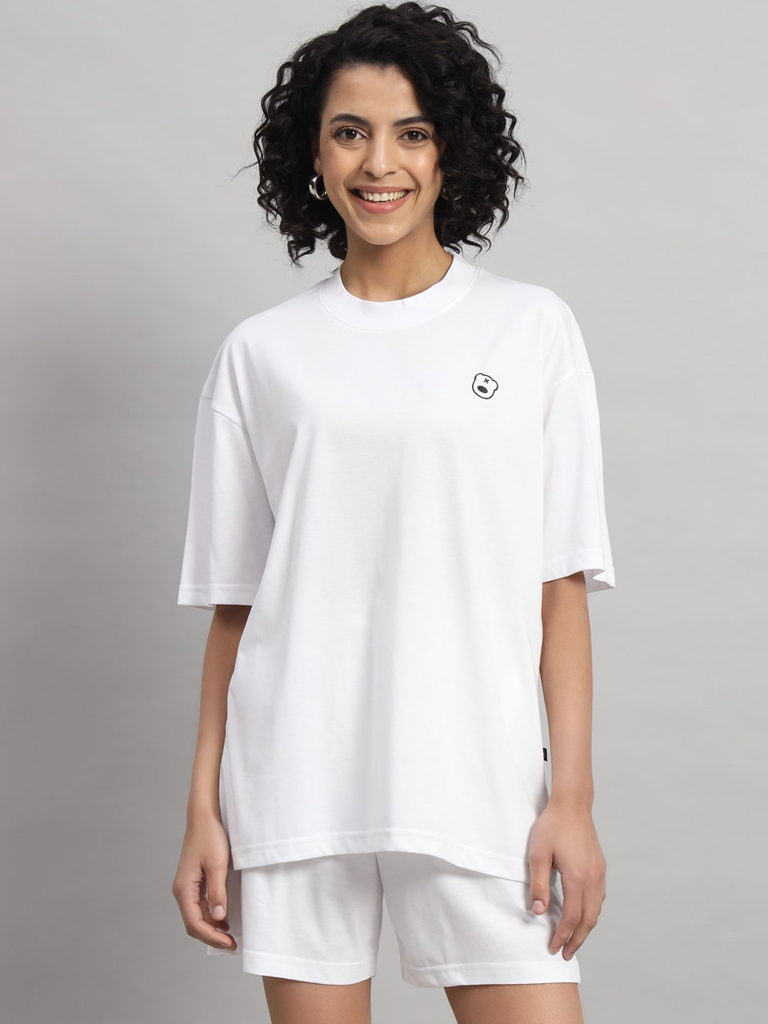 GRIFFEL Pure Cotton Oversized-Fit T-Shirt With Shorts Co-Ords