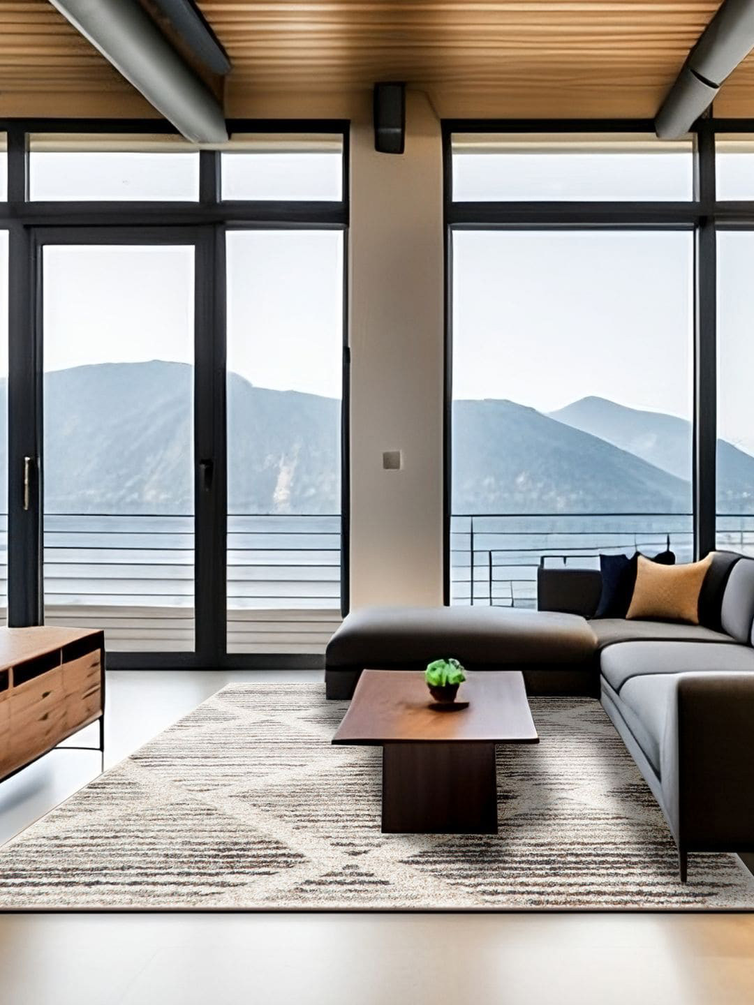 Sapana Carpet-Mats Beige & Grey Geometric Printed Rectangle Carpet