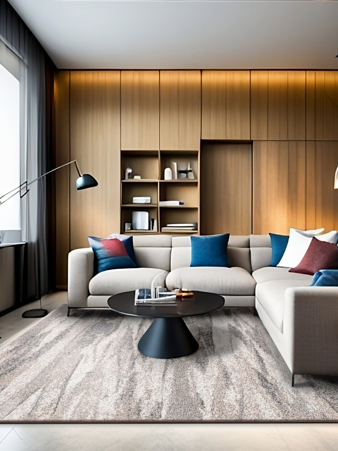 Sapana Carpet-Mats Beige & Grey Abstract Printed Rectangle Carpet