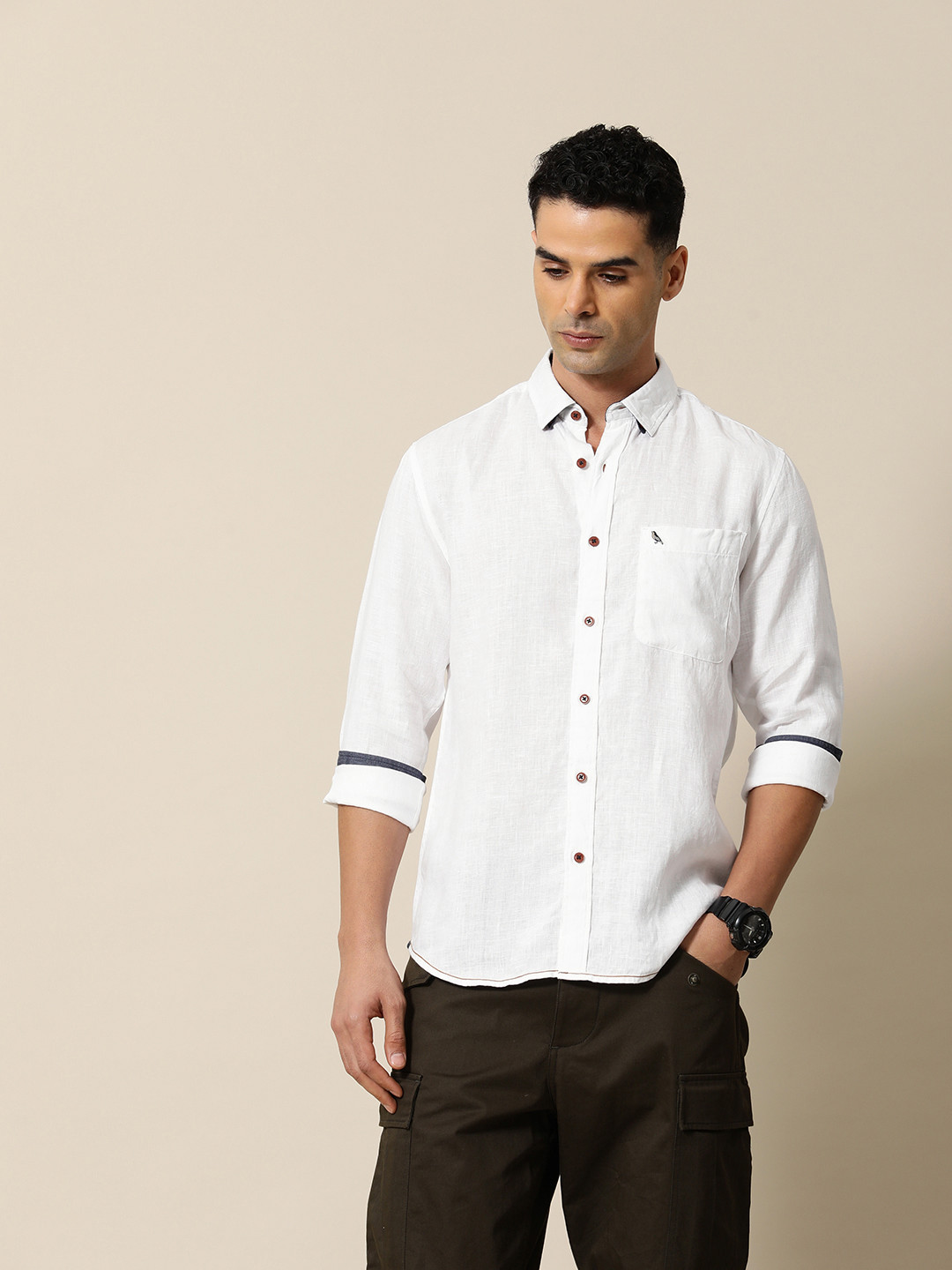 Mr Bowerbird Men Premium Tailored Fit Pure Linen Summer Shirt