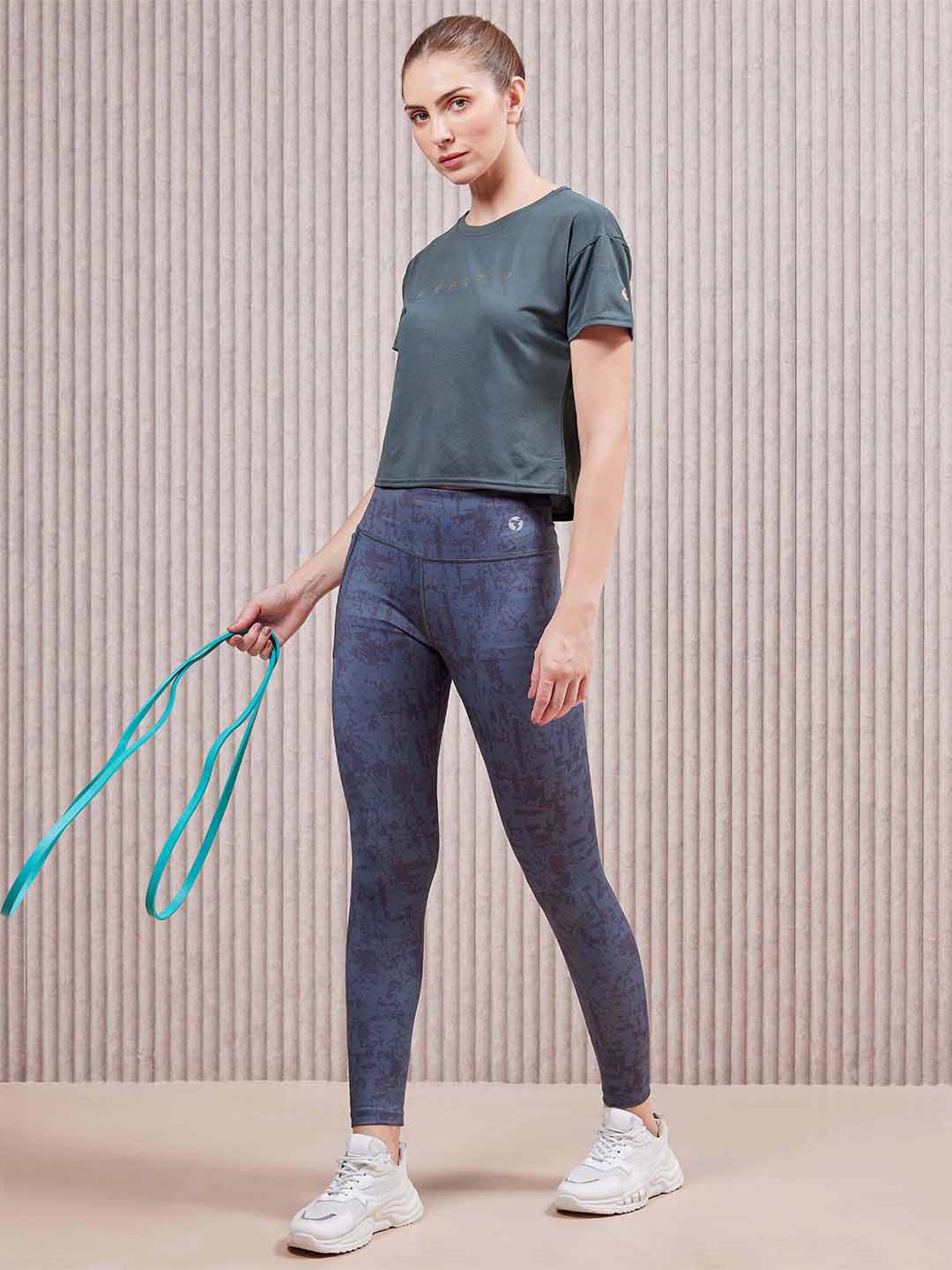 Technosport SS'24 Typography Printed Round Neck Short Sleeves Active Boxy Crop Top