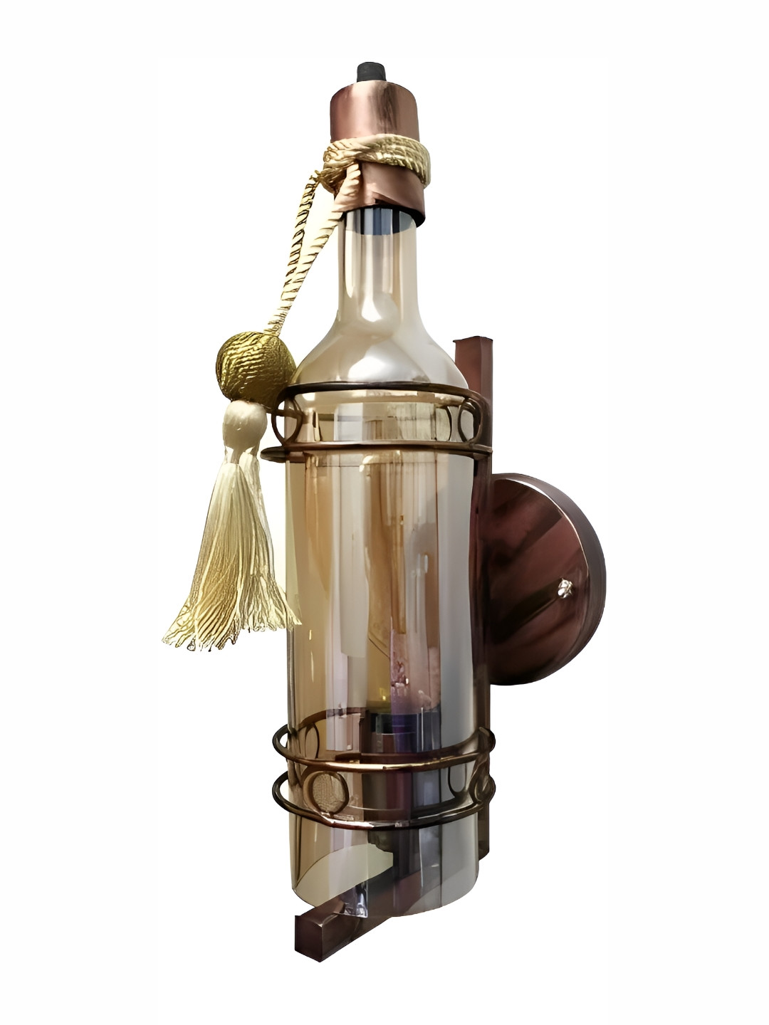 Areezo Gold-Toned Iron Cylindrical Shaped Wall Lamp Without Bulb