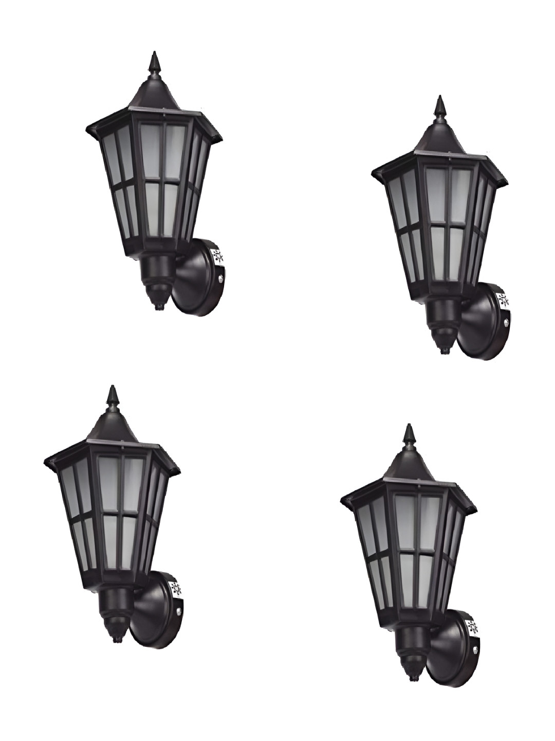 Areezo Black & White 4 Pieces Textured Wooden Abstract Shaped Wall Lamps