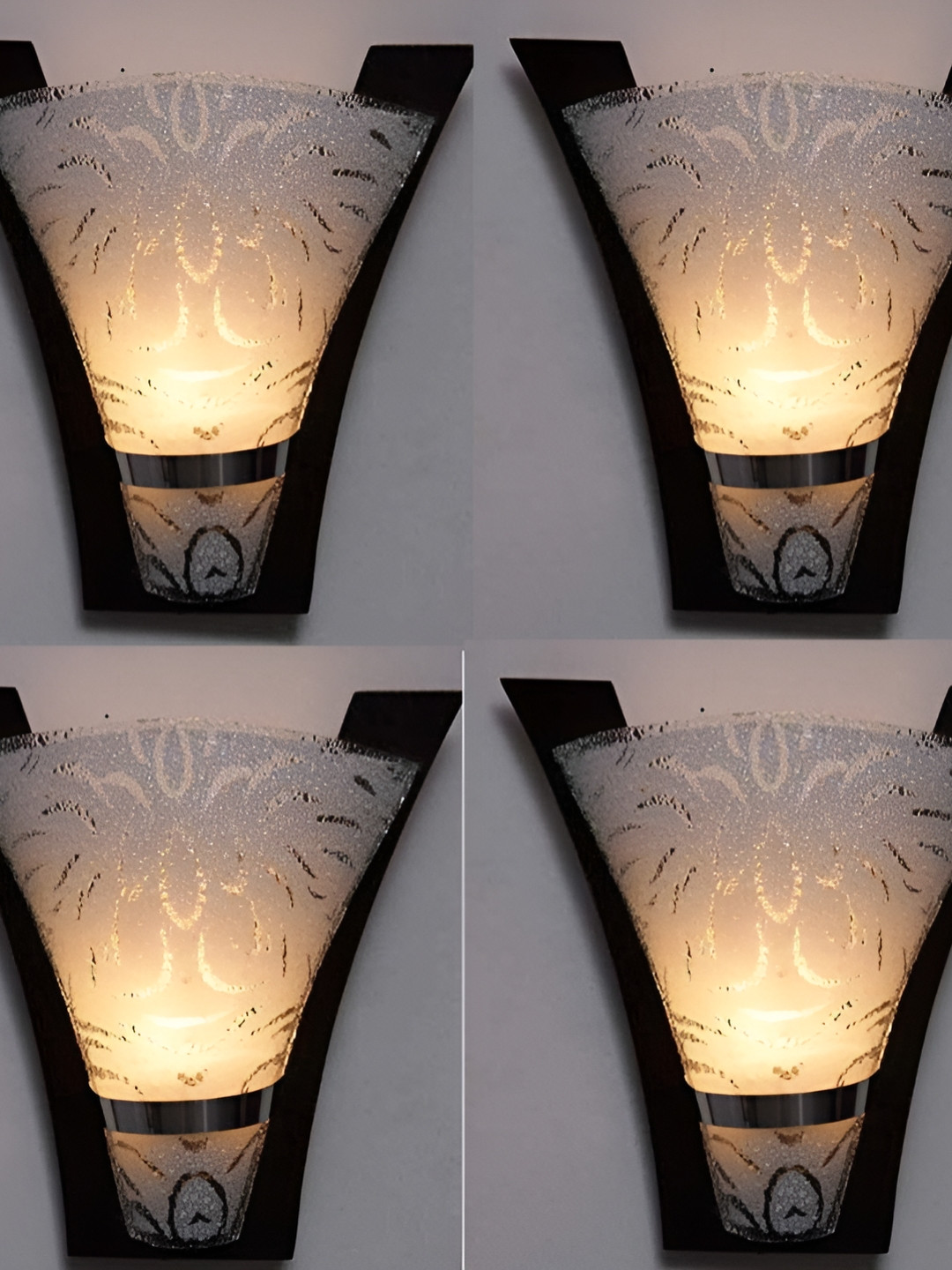 Areezo Brown 2 Pieces Glass Textured Triangle Contemporary Wall Lamp