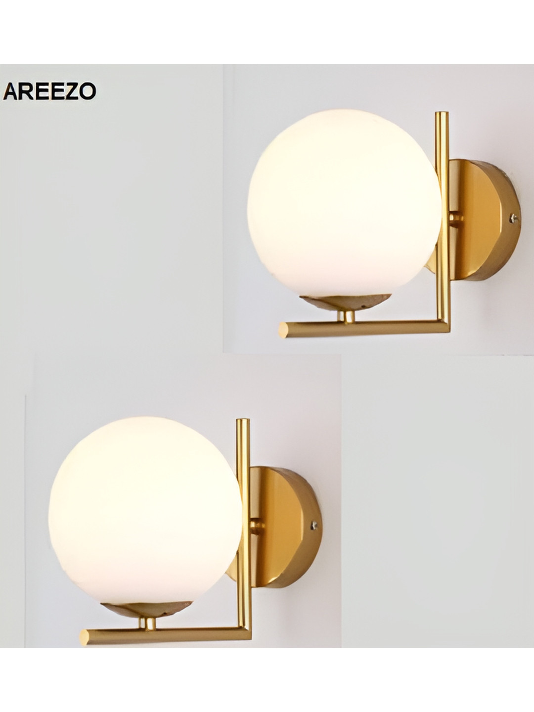 Areezo Gold-Toned 2 Pcs Metal Wall Lamp Without Bulbs