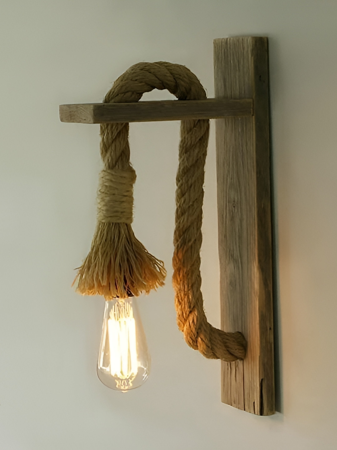 Areezo Brown Wooden Wall Lamp Without Bulb