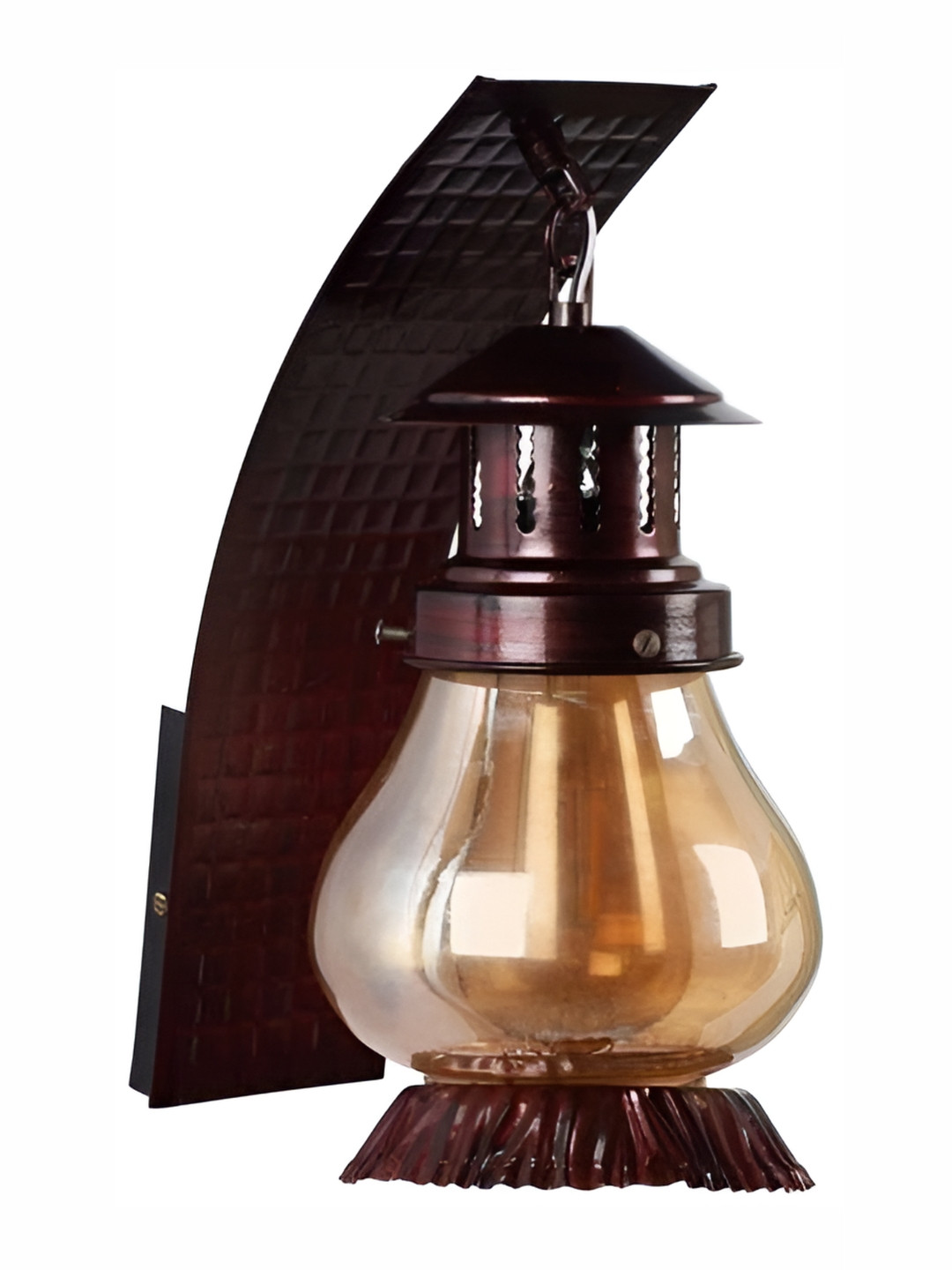 Areezo Brown Abstract Shaped Metal Wall Lamp With Bulb