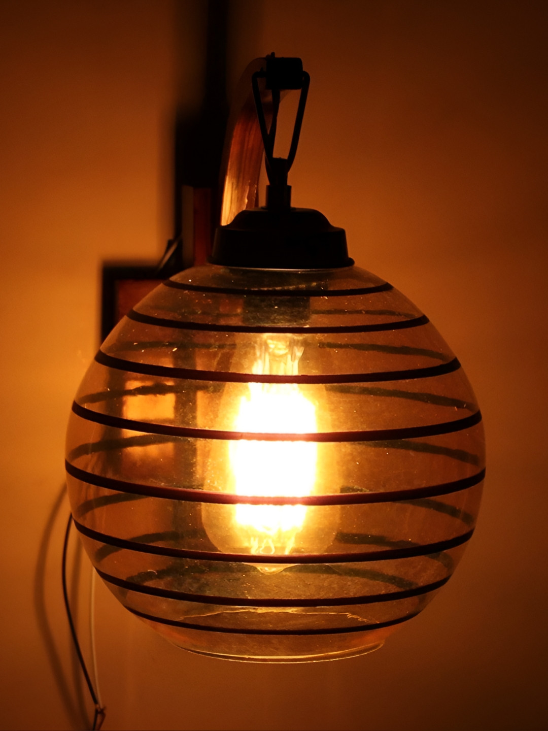 Areezo Brown Wooden Spherical Wall Lamp